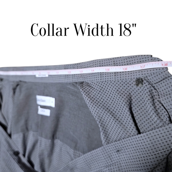 Calvin Klein Infinite Non-Iron Button Up Shirt Mens Large Gray Check 100% Cotton - Picture 12 of 13